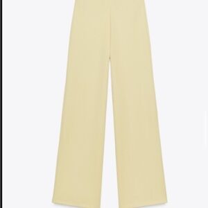 Zara Light Yellow Wide Leg Pants